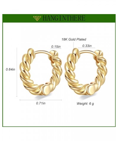 18k Gold Thick Chunky Gold Hoop Earrings for Women Trendy,Hypoallergenic Hoop Earrings Gift for Women Girls Mother 18K Gold P...