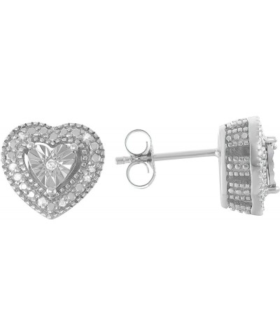 925 Sterling Silver Diamond Stud Earrings - Solitaire Look, Heart/Round/Square Shape Stud Earrings for Women Heart $29.40 Ear...