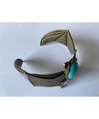 Silver Bangle Bracelet Turquoise Leaf Feather Bracelet Fashion Simple Open Bangles Cuff Jewelry Ancient Bronze $6.42 Bracelets