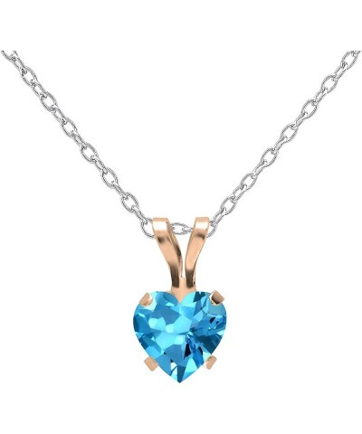 5mm Heart Shape Gemstone Solitaire for Womens Pendant, (Silver Chain Included), Available in Various Gemstones & Metal in 10K...