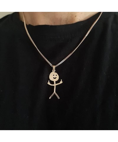 Funny Doodle Necklace Personalized Stainless Steel Middle Finger Pendant Necklace Cool Handmade Long Distance Friendship Jewe...