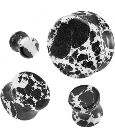 soscene Ear gauges Black Imperial jasper organic stone plugs 10MM-00 GAUGE $7.79 Others