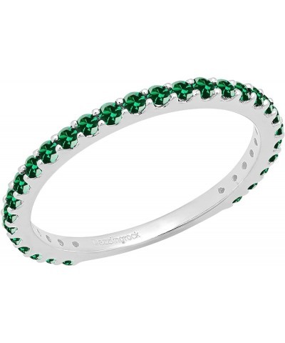 Round Lab Created Emerald Eternity Style Wedding Band for Women in 18K Gold 8.5 White Gold $118.31 Rings