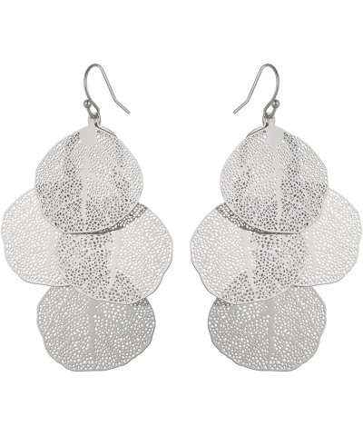 Bohemian Boho Filigree Leaf Chandelier Dangle Earrings for Women – Handcrafted Delicate – 14K Gold Plated – Lightweight Silve...