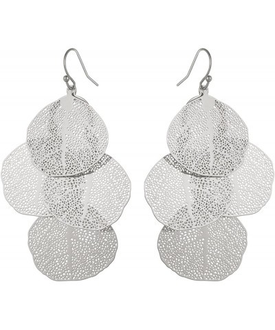 Bohemian Boho Filigree Leaf Chandelier Dangle Earrings for Women – Handcrafted Delicate – 14K Gold Plated – Lightweight Silve...