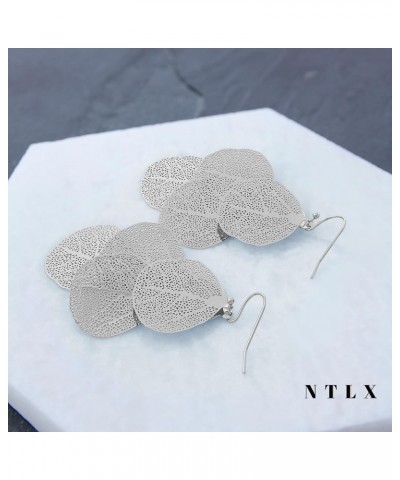 Bohemian Boho Filigree Leaf Chandelier Dangle Earrings for Women – Handcrafted Delicate – 14K Gold Plated – Lightweight Silve...