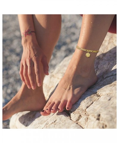 Gold Anklets for Women Initial Anklet Cuban Link Ankle Bracelets for Teen Girls Trendy Stuff Under 5 Dollar Gifts Womens Jewe...