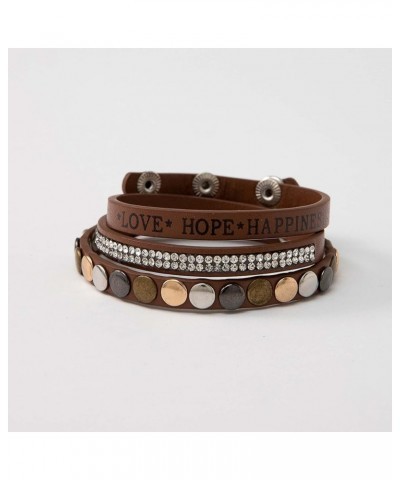 Leather Bracelet for Women Vintage Layered Wrap Bracelet Multi-Layer Bohemian Bracelet Leather Crystal Bracelet Cuff Bangles ...