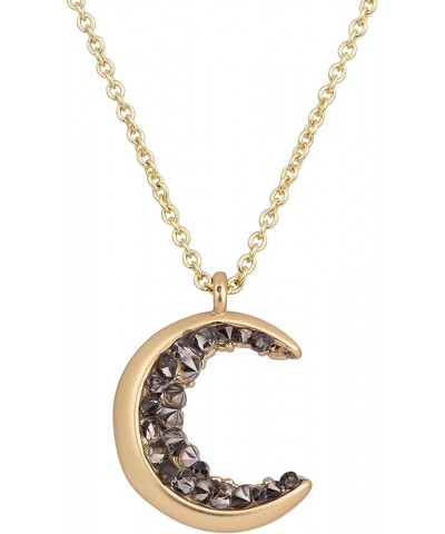 Crescent Moon Necklace for Women Silver Gold Plated Black Crystal Moon Necklaces Dainty Moon Pendant Necklace Charm Moon Jewe...