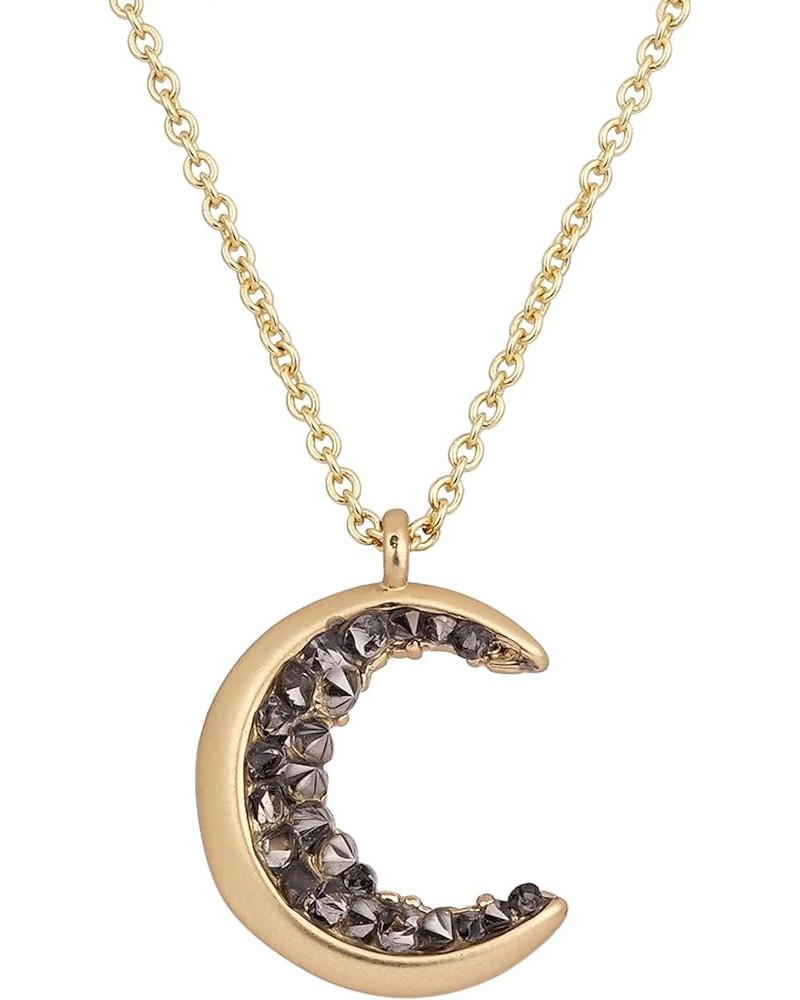 Crescent Moon Necklace for Women Silver Gold Plated Black Crystal Moon Necklaces Dainty Moon Pendant Necklace Charm Moon Jewe...