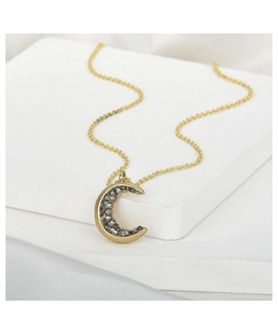 Crescent Moon Necklace for Women Silver Gold Plated Black Crystal Moon Necklaces Dainty Moon Pendant Necklace Charm Moon Jewe...