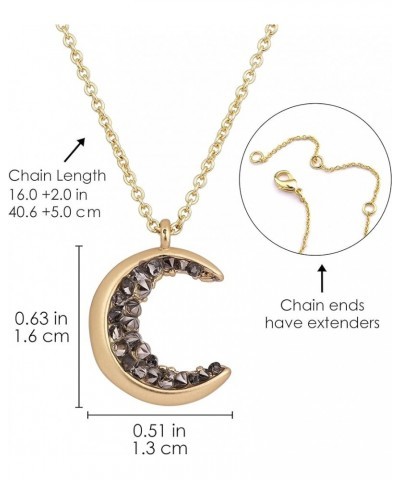 Crescent Moon Necklace for Women Silver Gold Plated Black Crystal Moon Necklaces Dainty Moon Pendant Necklace Charm Moon Jewe...