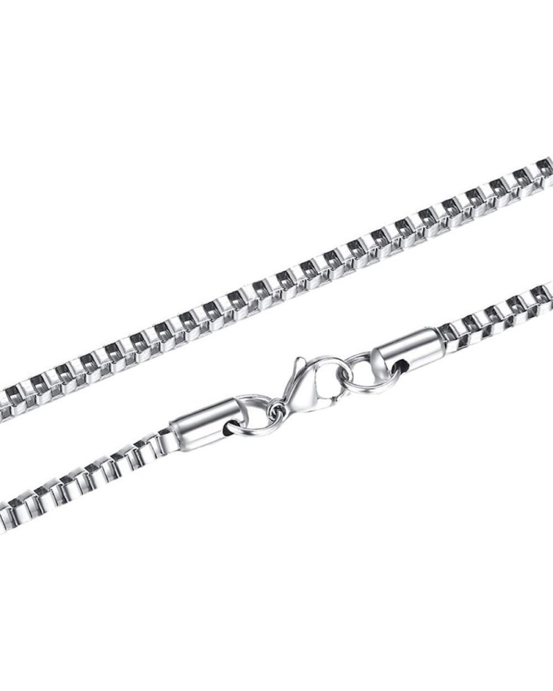 Box Chain Necklace for Men Women Stainless Steel Rock Hip Hop Collarbone Chain Jewelry Width 3mm Silver 65.0 Centimeters $8.8...