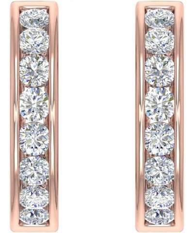 14K Gold or in Platinum Hoop Huggies Channel Set Diamond Earrings (I1-I2 Clarity, 1/2 to 1 Carat) Rose Gold 1.0 carats $241.6...