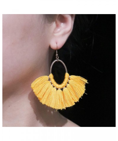 3 Pairs Bohemia Drop Dangle Earrings Boho Tassel Shell Fringe Pendant Earrings for Women Girls Holiday Birthday Gifts Yellow ...