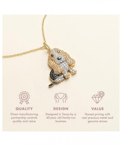 Dog Breed Pendant Necklace for Women and Girls - Genuine Gemstone and Cubic Zirconia Puppy Charm, Premium Sterling Silver Jew...