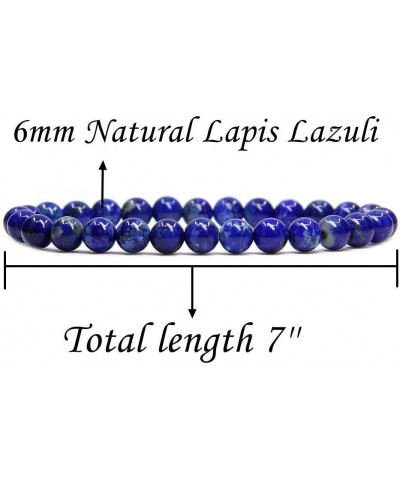 Handmade Gem Semi Precious Gemstone 6mm Round Beads Stretch Bracelet 7" Unisex A Grade Lapis Lazuli $9.71 Bracelets