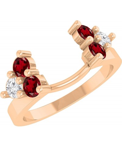 6 Stone Round Gemstone and Diamond Wrap Guard Enhancer Ring for Women in 14K Gold Garnet in 14K Rose Gold $277.01 Rings