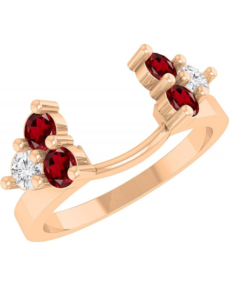 6 Stone Round Gemstone and Diamond Wrap Guard Enhancer Ring for Women in 14K Gold Garnet in 14K Rose Gold $277.01 Rings