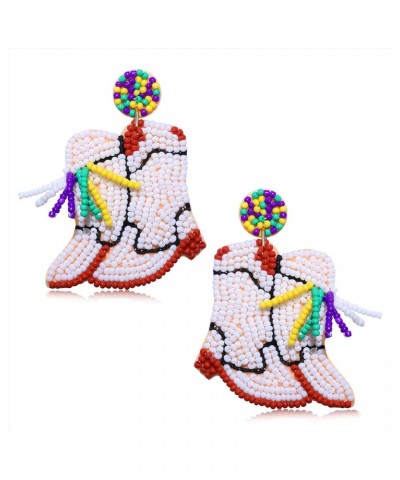 Mardi Gras Earrings Handmade Mardi Gras Mask Marching Boot Beaded Drop Dangle Earrings for Women Girls Carnival Cosplay Party...