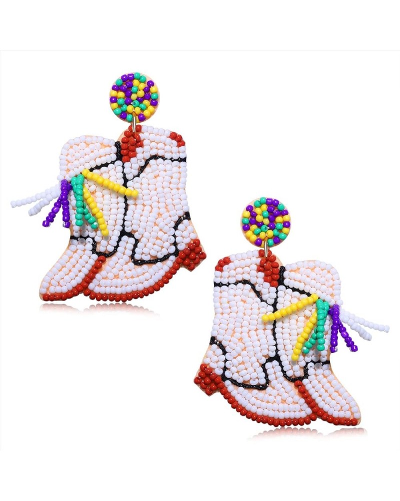 Mardi Gras Earrings Handmade Mardi Gras Mask Marching Boot Beaded Drop Dangle Earrings for Women Girls Carnival Cosplay Party...