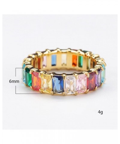 Women's Stainless Steel Colorful Zircon Gemstone Ring Size 6-10 8 Silver-White $10.25 Rings