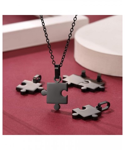 Puzzle Matching Necklace Personalized Custom BFF Pendant Necklaces Set for Women Men Family/Team/Classmates Names Jewelry 5 P...