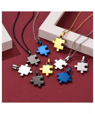 Puzzle Matching Necklace Personalized Custom BFF Pendant Necklaces Set for Women Men Family/Team/Classmates Names Jewelry 5 P...