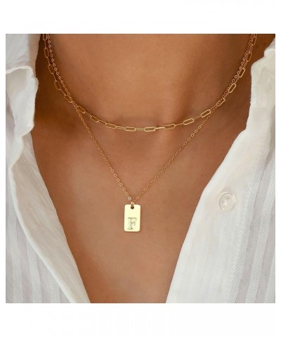 Layered Initial Necklaces for Women Trendy, 14K Gold Plated Paperclip Chain Necklace Personalized Letter A-Z Name Tag Pendant...