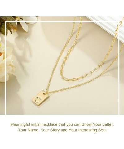 Layered Initial Necklaces for Women Trendy, 14K Gold Plated Paperclip Chain Necklace Personalized Letter A-Z Name Tag Pendant...