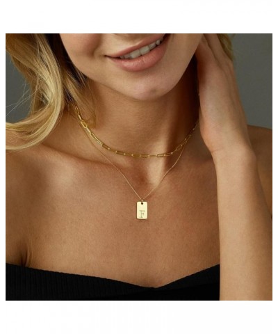 Layered Initial Necklaces for Women Trendy, 14K Gold Plated Paperclip Chain Necklace Personalized Letter A-Z Name Tag Pendant...