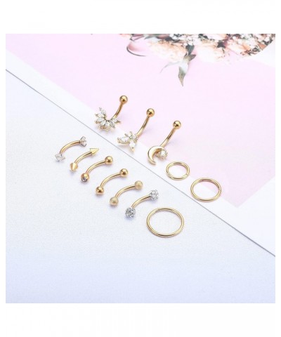 12pcs 16G Rook Piercing Jewelry Eyebrow Rings Stainless Steel Belly Lip Ring Cartilage Hoop Rook Daith Earrings Tragus CZ Bod...