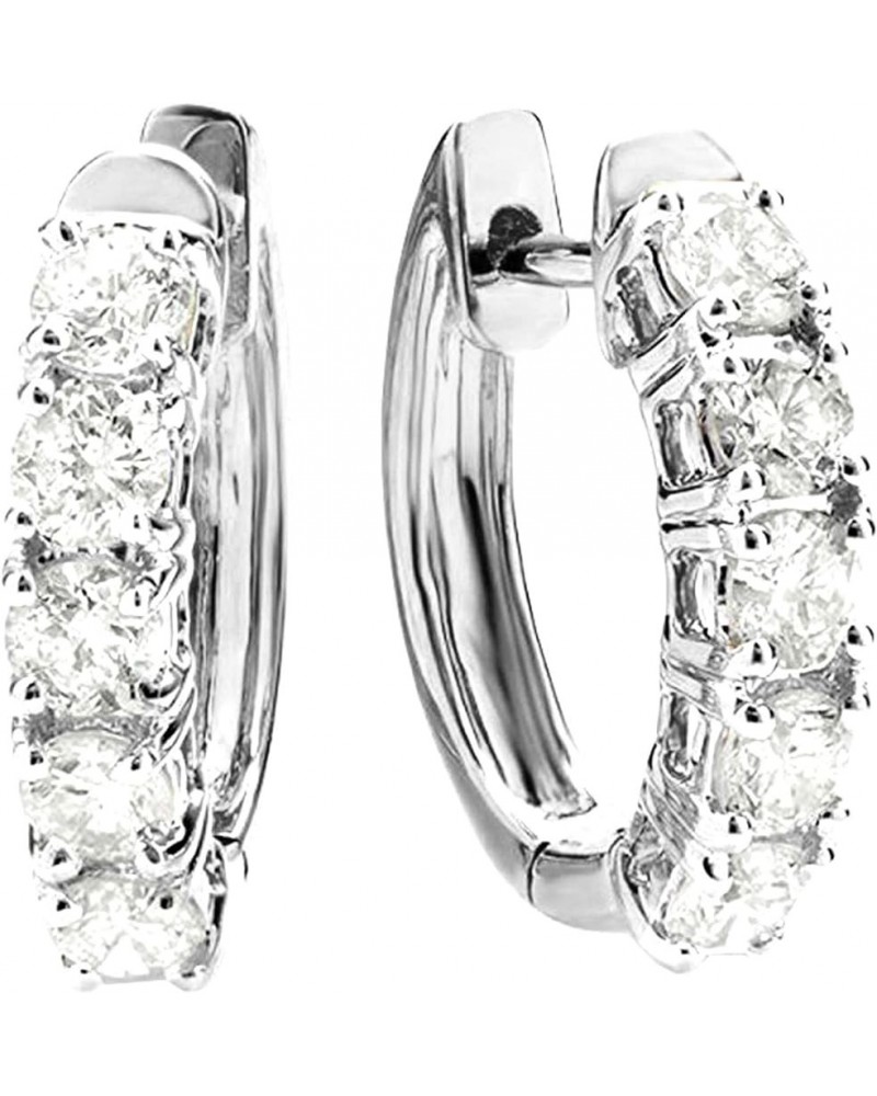 1-5 Carat Huggies Hoop Diamond Earrings 14K Gold Value Collection 2.01 Carat 14K White Gold $681.63 Earrings