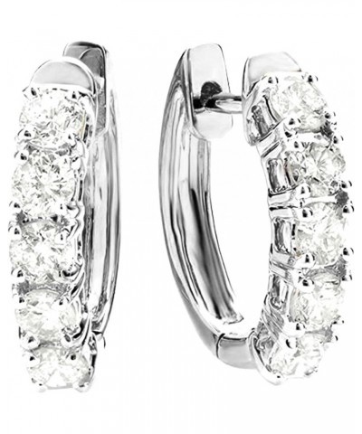 1-5 Carat Huggies Hoop Diamond Earrings 14K Gold Value Collection 2.01 Carat 14K White Gold $681.63 Earrings