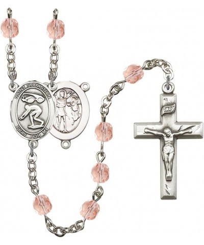 October Birth Month Prayer Bead Rosary with Patron Saint Centerpiece, 19 Inch Saint Sebastian Swimming $58.84 Necklaces