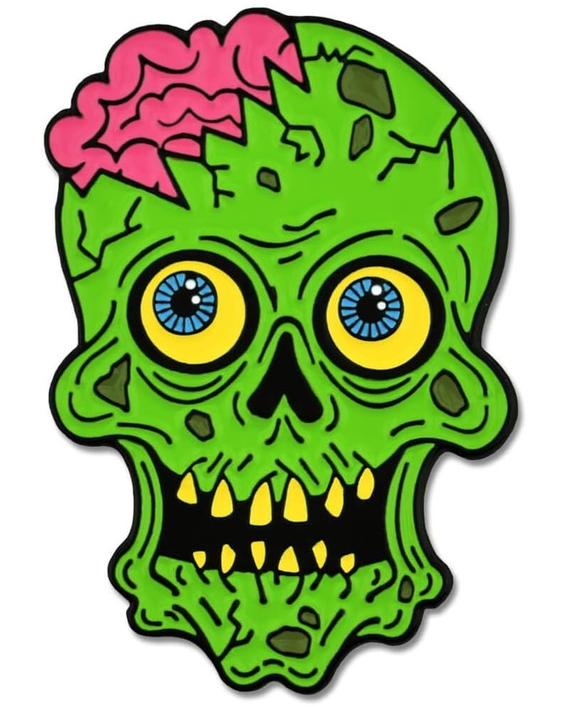 Green Zombie Skull and Brains Horror Halloween Enamel Lapel Pin 5 Pack Green Zombie Skull $6.19 Brooches & Pins