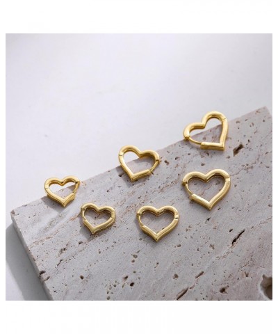 3pairs Hoop Earrings Set 14K Gold Plated Lightweight Hypoallergenic Chunky Square Star Heart Twist Hoop Earrings Gold Rectang...