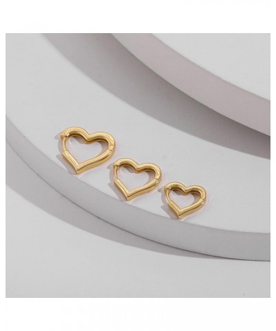 3pairs Hoop Earrings Set 14K Gold Plated Lightweight Hypoallergenic Chunky Square Star Heart Twist Hoop Earrings Gold Rectang...