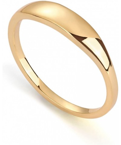 14K Gold Plated Chunky Signet Ring for Women | Women's Stackable Bands 9 Yellow Gold $9.69 Rings