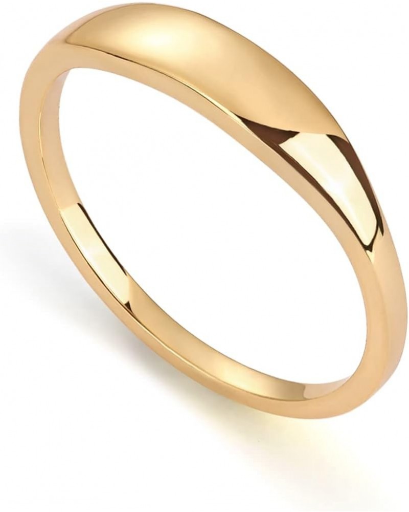 14K Gold Plated Chunky Signet Ring for Women | Women's Stackable Bands 9 Yellow Gold $9.69 Rings