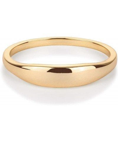 14K Gold Plated Chunky Signet Ring for Women | Women's Stackable Bands 9 Yellow Gold $9.69 Rings