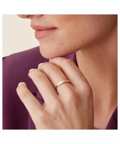 14K Gold Plated Chunky Signet Ring for Women | Women's Stackable Bands 9 Yellow Gold $9.69 Rings