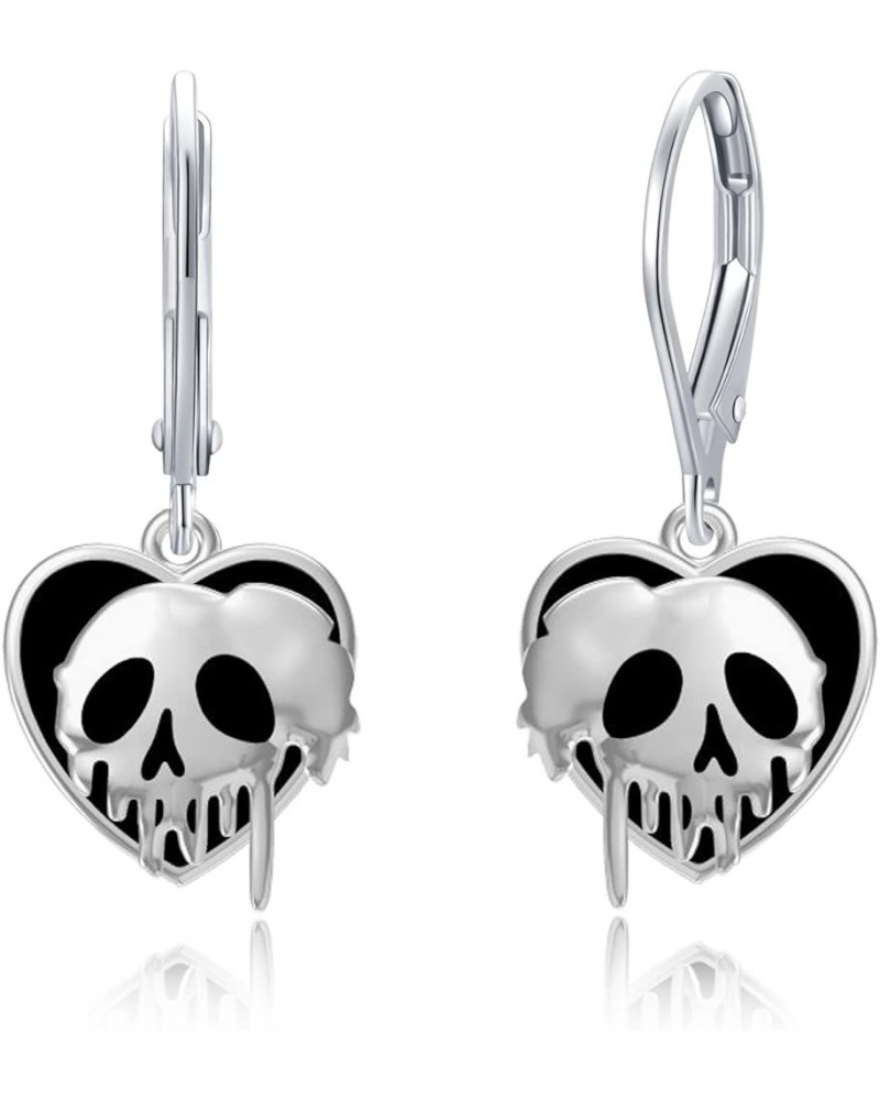 Skull/Pumpkin/Skeleton Hand/Ghost/Spider Earrings 925 Sterling Silver Halloween Heart Dangle Drop Leverback Earrings Gothic P...