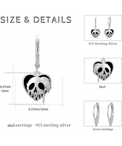 Skull/Pumpkin/Skeleton Hand/Ghost/Spider Earrings 925 Sterling Silver Halloween Heart Dangle Drop Leverback Earrings Gothic P...