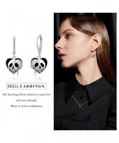 Skull/Pumpkin/Skeleton Hand/Ghost/Spider Earrings 925 Sterling Silver Halloween Heart Dangle Drop Leverback Earrings Gothic P...