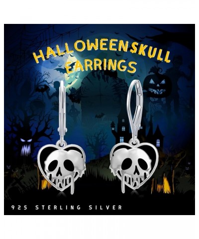 Skull/Pumpkin/Skeleton Hand/Ghost/Spider Earrings 925 Sterling Silver Halloween Heart Dangle Drop Leverback Earrings Gothic P...