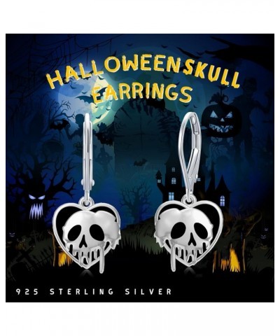 Skull/Pumpkin/Skeleton Hand/Ghost/Spider Earrings 925 Sterling Silver Halloween Heart Dangle Drop Leverback Earrings Gothic P...