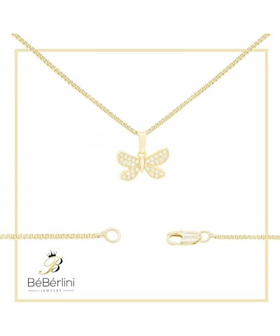 Butterfly Pendant 14K Gold Filled Rope Box Cuban Chain Necklace Set Lobster Clasp Fashion Cubic Zirconia Jewelry Gift CZ Char...