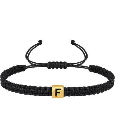 Initial Bracelets for Women Men Teen Boys Girls Woven Rope Braided Letter Bracelet Gold 26 Alphabet Handmade Adjustable Black...