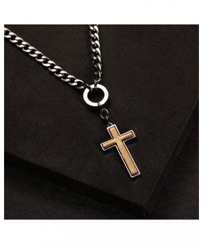 Cross Pendant Necklace Women Men: Dainty Gold & Silver Two Tone Polished Religious Cuban Chain - Simple Circle Link Cross Nec...